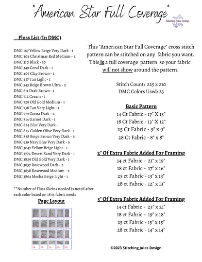 Stitching Jules Design Cross Stitch Pattern American Flag Cross Stitch Pattern | Patriotic USA Cross Stitch Pattern | Instant PDF Download
