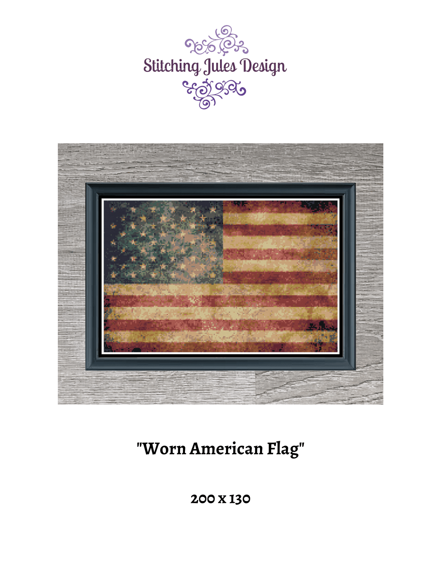 Stitching Jules Design Cross Stitch Pattern American Flag Cross Stitch Pattern | USA Flag Cross Stitch | Instant PDF Download