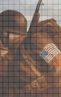 Thumbnail for Stitching Jules Design Cross Stitch Pattern American Soldiers Patriotic Supersized Full Coverage Cross Stitch Pattern Digital Download