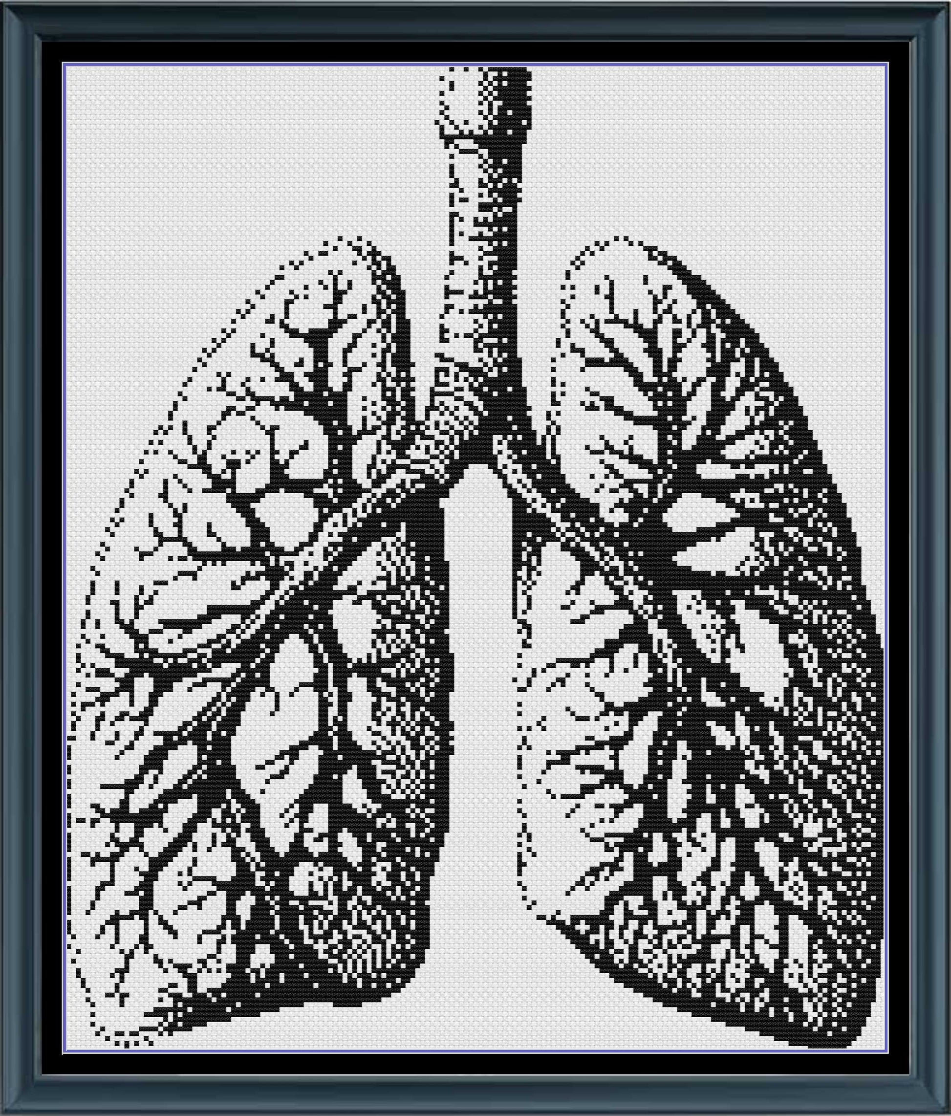 Stitching Jules Design Cross Stitch Pattern Anatomy Lungs Human Counted Cross-Stitch Pattern | Premium Cross-Stitch Pattern | Instant Download PDF