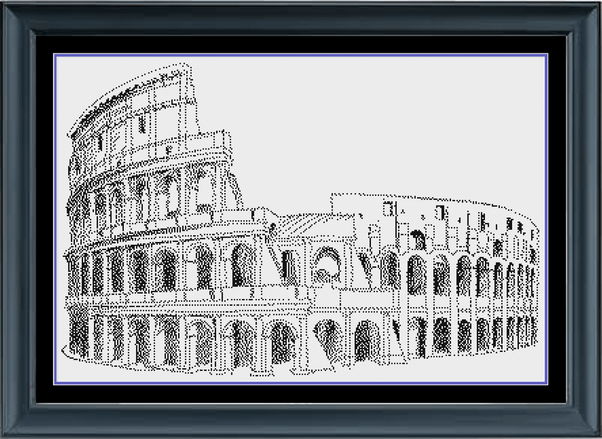 Ancient Rome Coliseum Italy Counted Cross Stitch Pattern | Monochrome ...