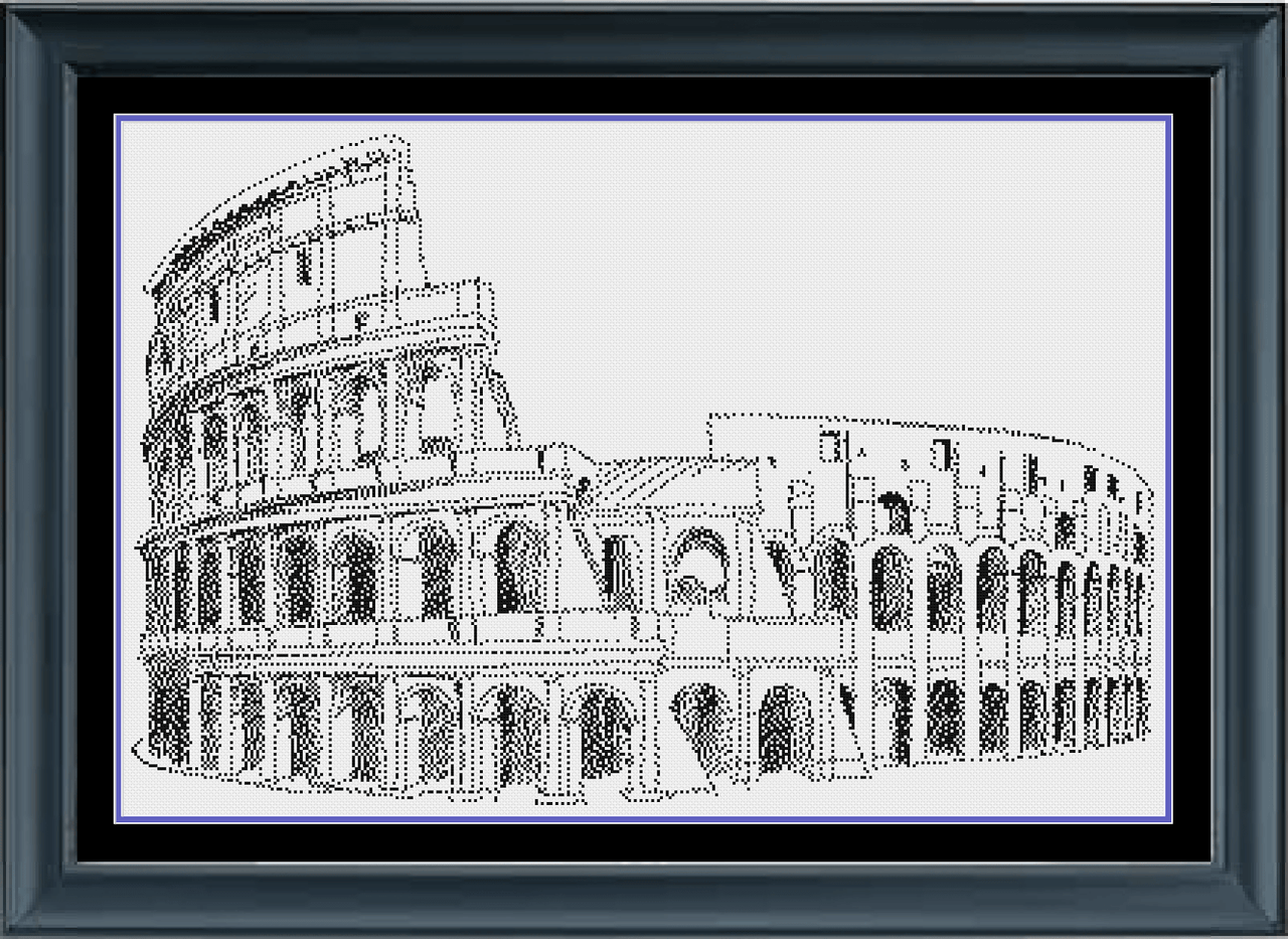 Stitching Jules Design Cross Stitch Pattern Ancient Rome Coliseum Italy Counted Cross Stitch Pattern | Monochrome Blackwork | Instant Download PDF