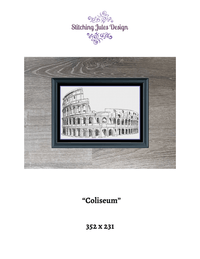 Thumbnail for Stitching Jules Design Cross Stitch Pattern Ancient Rome Coliseum Italy Counted Cross Stitch Pattern | Monochrome Blackwork | Instant Download PDF