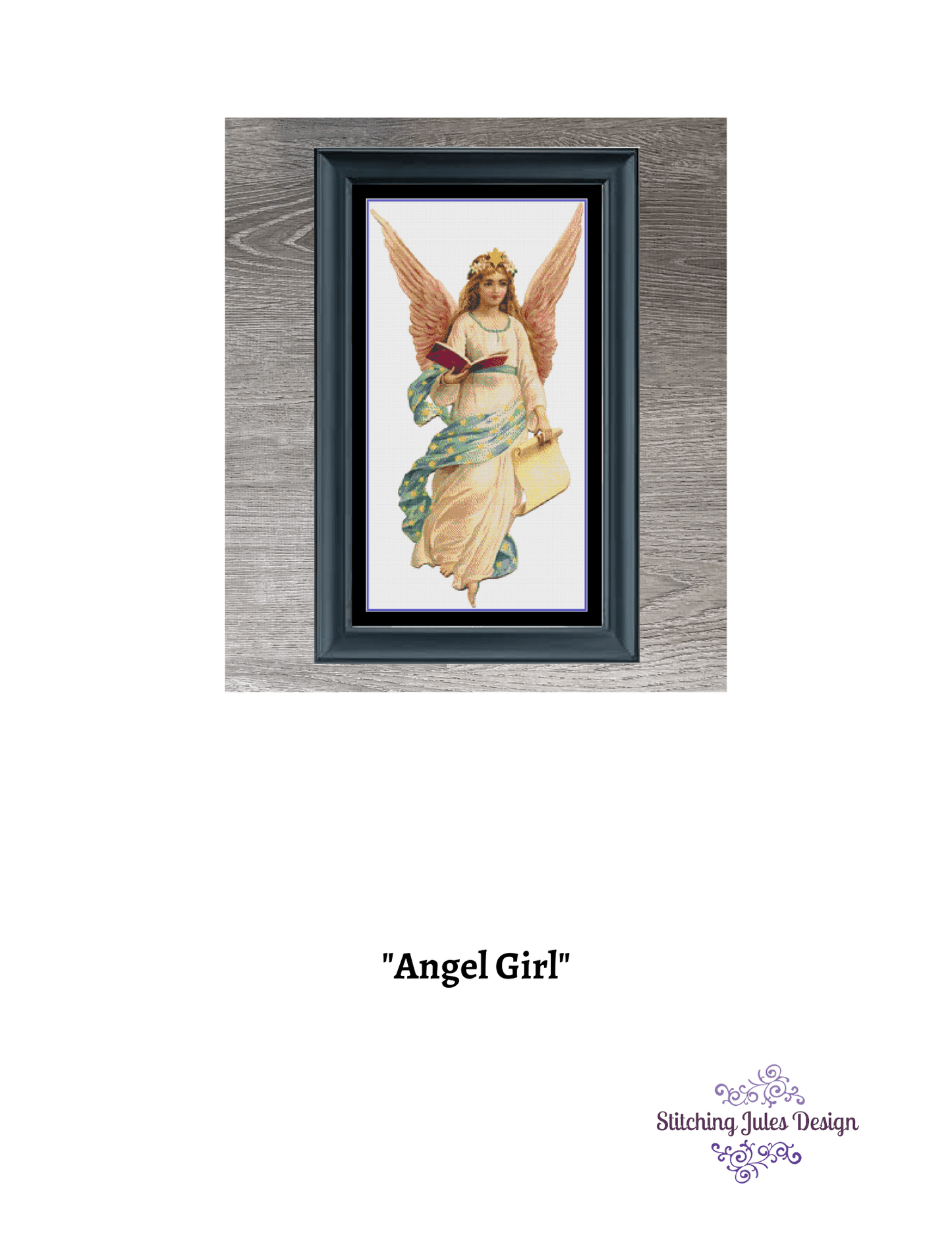 Stitching Jules Design Cross Stitch Pattern Angel Christian Religious Cross Stitch Embroidery Needlepoint Instant PDF Download Pattern Keeper Ready