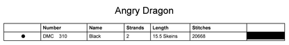 Stitching Jules Design Cross Stitch Pattern Angry Dragon Monochrome