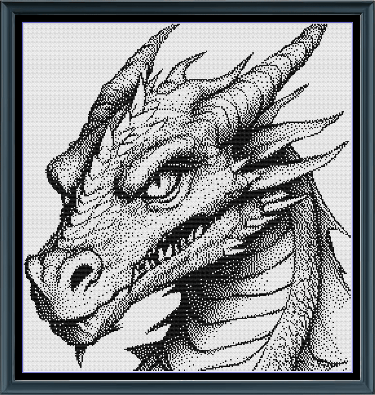 Stitching Jules Design Cross Stitch Pattern Angry Dragon Monochrome