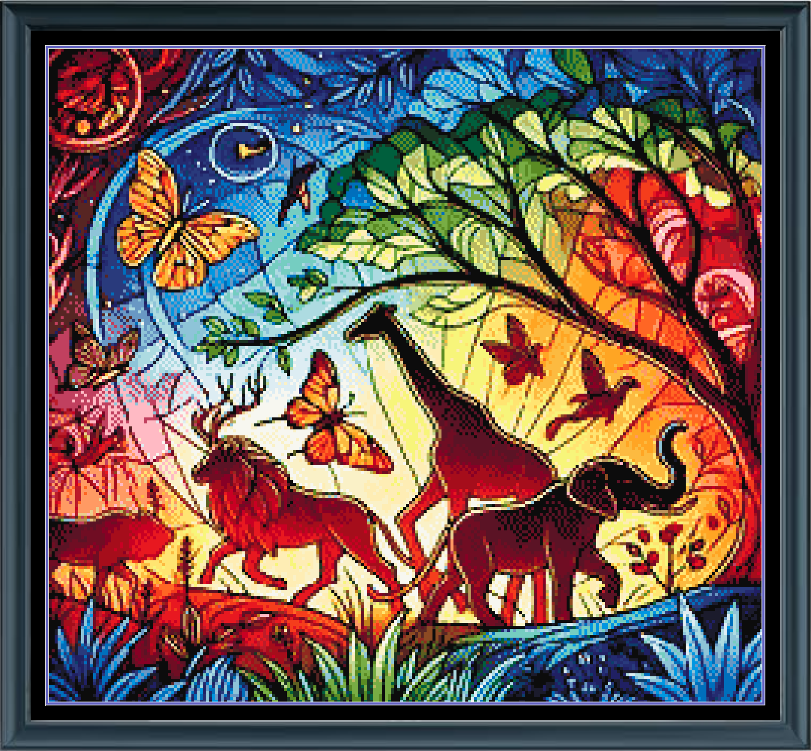 Stitching Jules Design Cross Stitch Pattern Animal Kingdom Colorful Wildlife Full Coverage Large Counted Cross Stitch Pattern Digital Download
