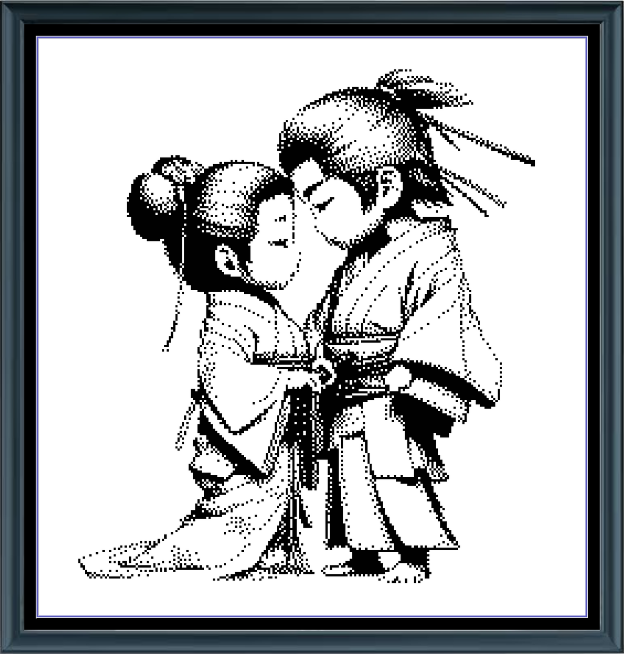 Stitching Jules Design Cross Stitch Pattern Anime Couple Japanese Monochrome Counted Cross Stitch Pattern Digital Download