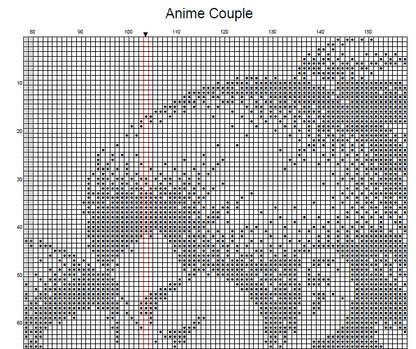 Stitching Jules Design Cross Stitch Pattern Anime Couple Japanese Monochrome Counted Cross Stitch Pattern Digital Download
