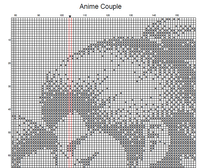 Thumbnail for Stitching Jules Design Cross Stitch Pattern Anime Couple Japanese Monochrome Counted Cross Stitch Pattern Digital Download