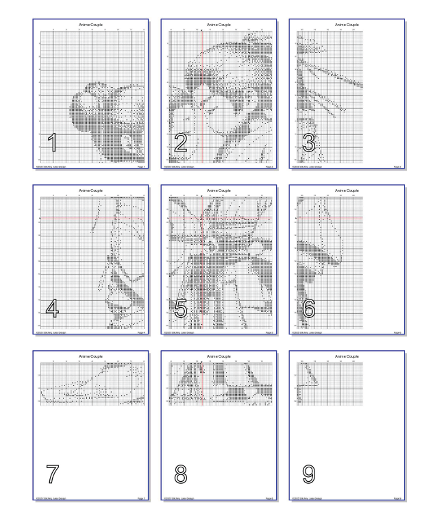 Stitching Jules Design Cross Stitch Pattern Anime Couple Japanese Monochrome Counted Cross Stitch Pattern Digital Download