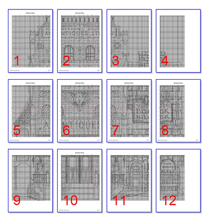 Stitching Jules Design Cross Stitch Pattern Antique Shop Cross Stitch Pattern | Vintage Cross Stitch Pattern | Blackwork Cross Stitch Pattern | Digital PDF Download