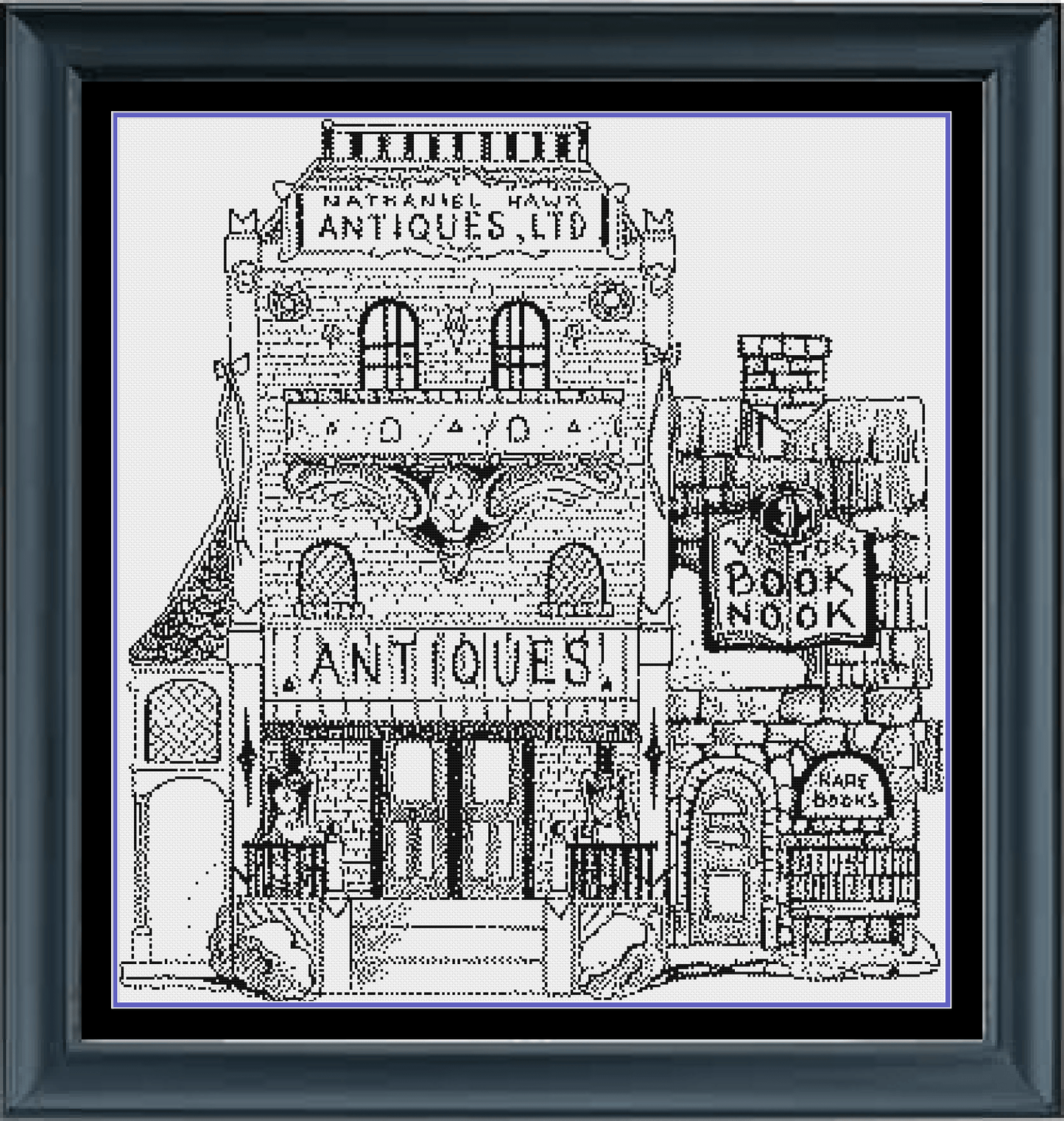 Stitching Jules Design Cross Stitch Pattern Antique Shop Cross Stitch Pattern | Vintage Cross Stitch Pattern | Blackwork Cross Stitch Pattern | Digital PDF Download