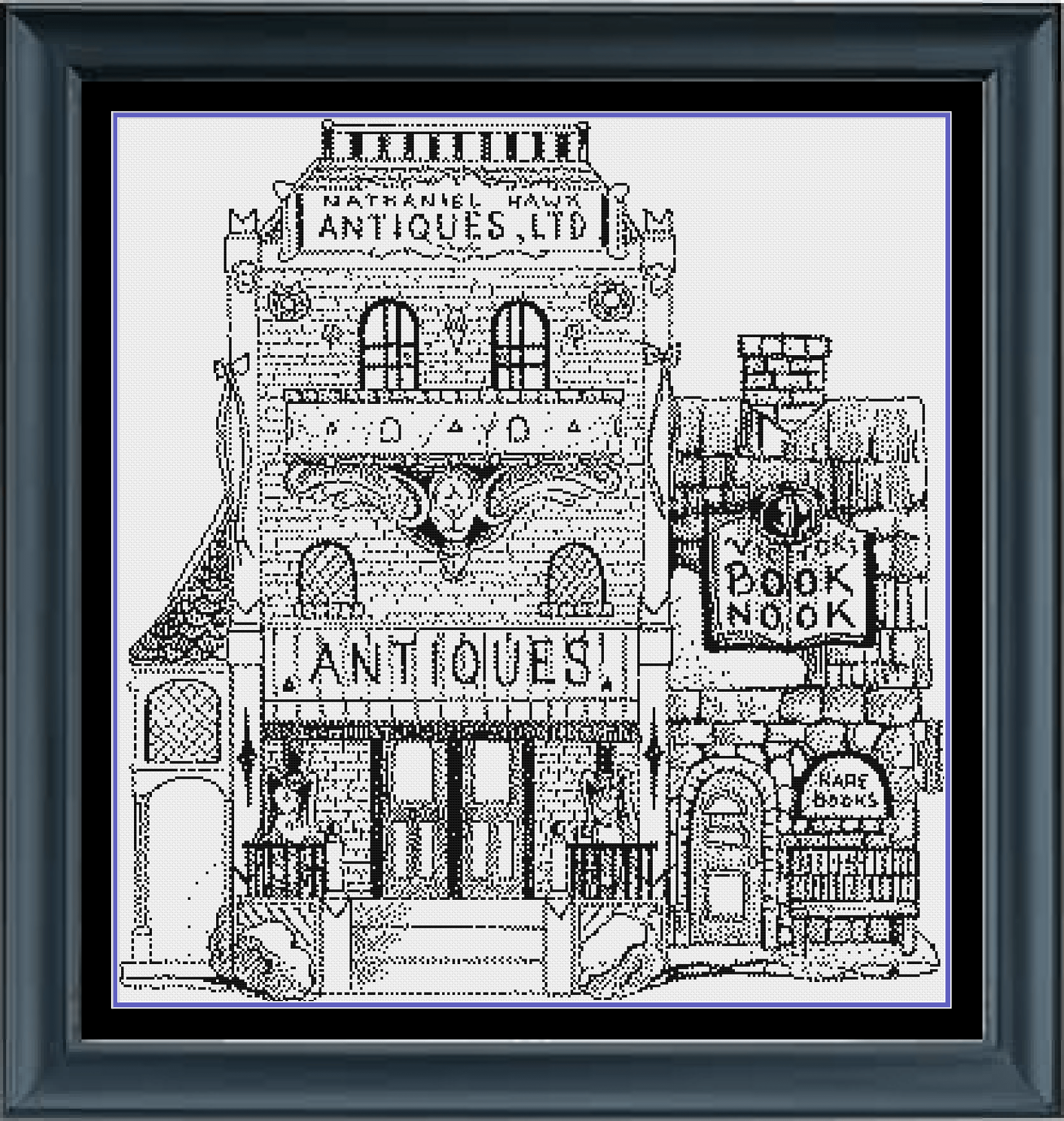 Stitching Jules Design Cross Stitch Pattern Antique Shop Cross Stitch Pattern | Vintage Cross Stitch Pattern | Blackwork Cross Stitch Pattern | Digital PDF Download