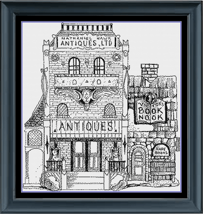 Stitching Jules Design Cross Stitch Pattern Antique Shop Cross Stitch Pattern | Vintage Cross Stitch Pattern | Blackwork Cross Stitch Pattern | Digital PDF Download