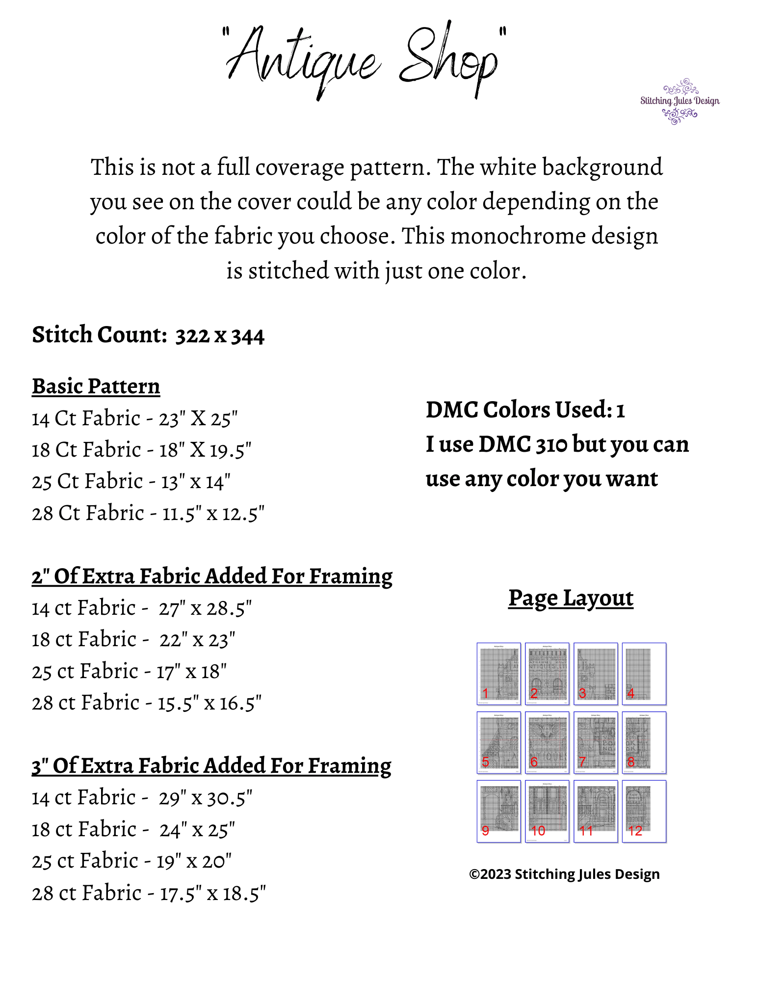 Stitching Jules Design Cross Stitch Pattern Antique Shop Cross Stitch Pattern | Vintage Cross Stitch Pattern | Blackwork Cross Stitch Pattern | Digital PDF Download