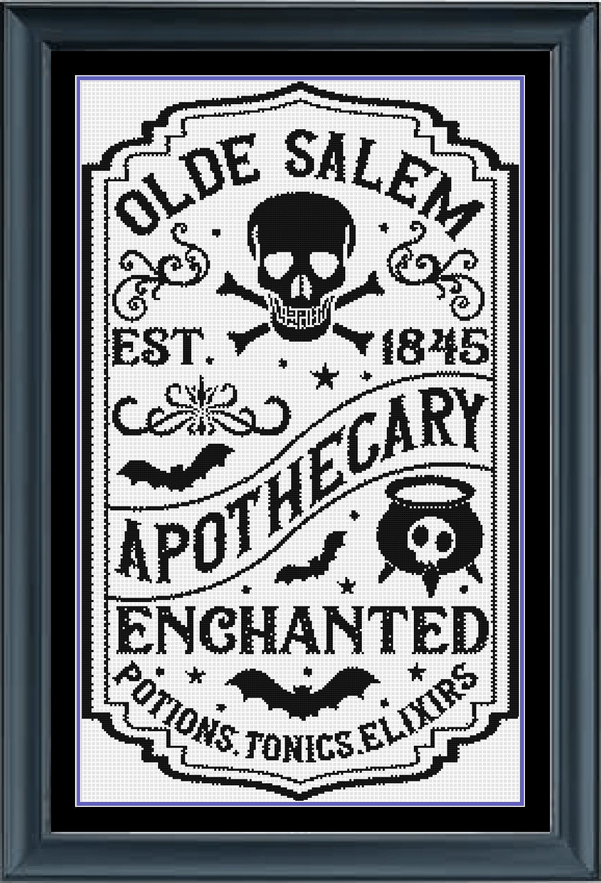 Stitching Jules Design Cross Stitch Pattern Apothecary Shop Counted Cross Stitch Pattern | Magic Cross Stitch | Blackwork Monochrome | Instant Download PDF