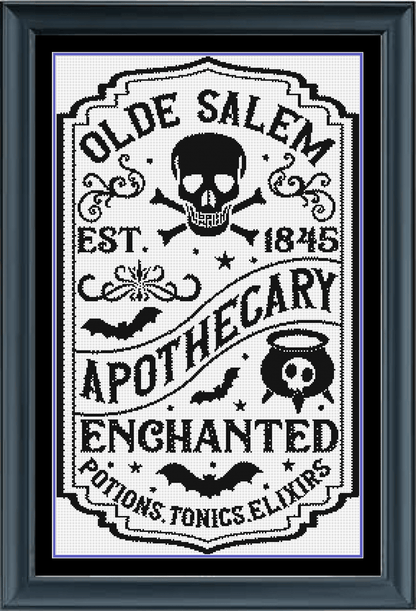 Stitching Jules Design Cross Stitch Pattern Apothecary Shop Counted Cross Stitch Pattern | Magic Cross Stitch | Blackwork Monochrome | Instant Download PDF
