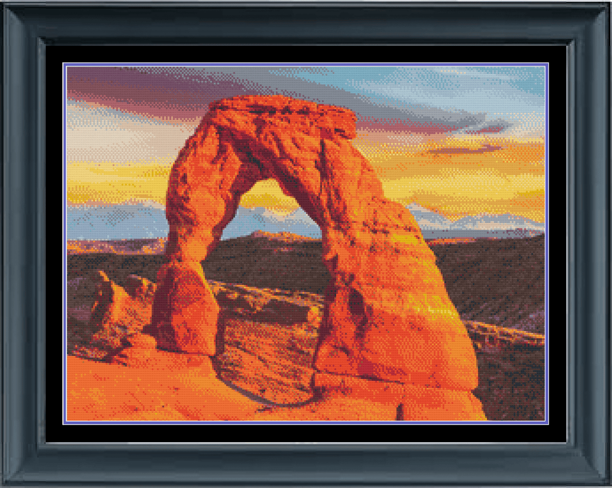 Stitching Jules Design Cross Stitch Pattern Arches National Park Utah Landscape Wilderness Cross Stitch Embroidery Needlepoint Pattern PDF Download - Ready For Pattern Keeper
