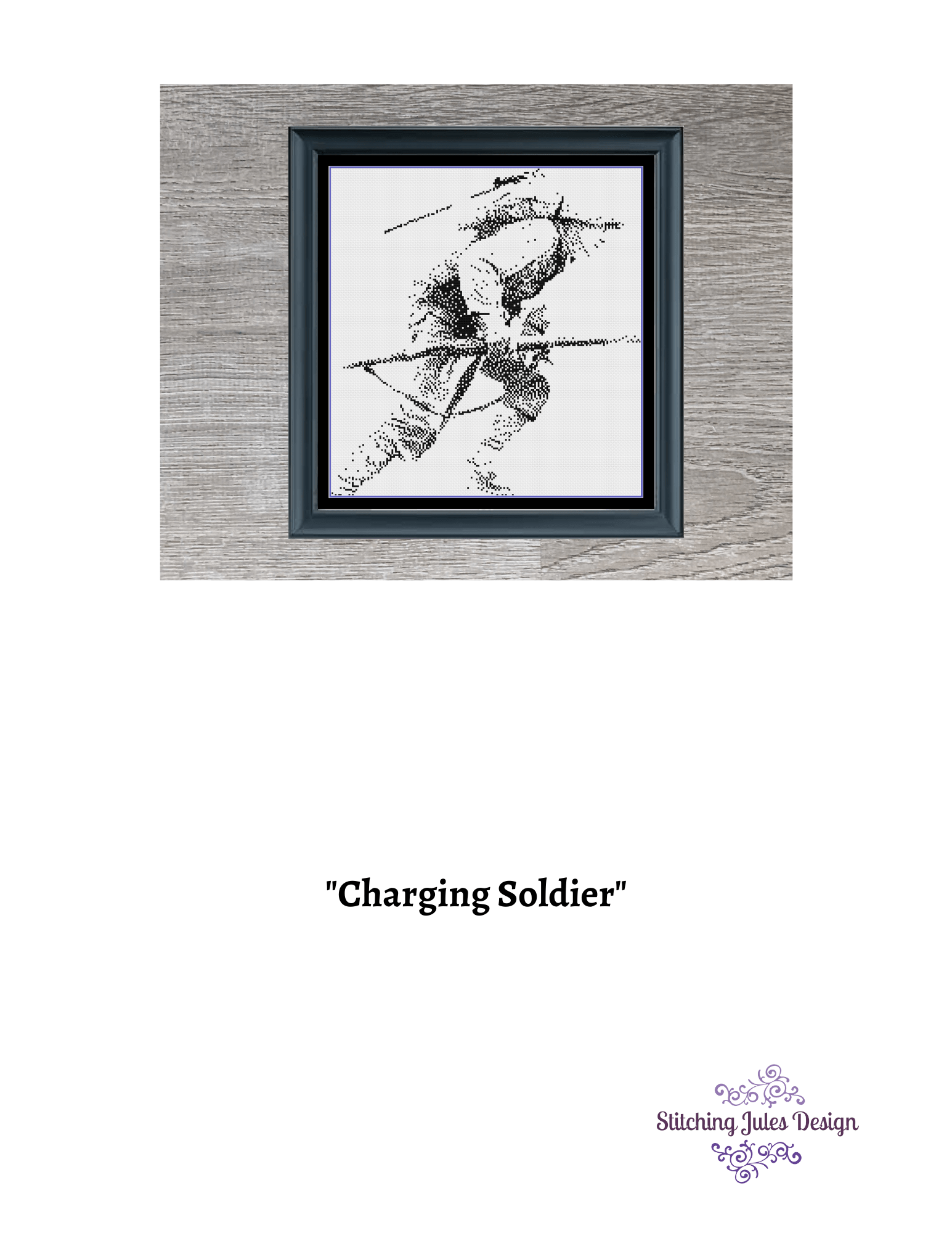 Stitching Jules Design Cross Stitch Pattern Army Soldier Cross Stitch Pattern | Military Cross Stitch Pattern | Blackwork | Instant PDF Download