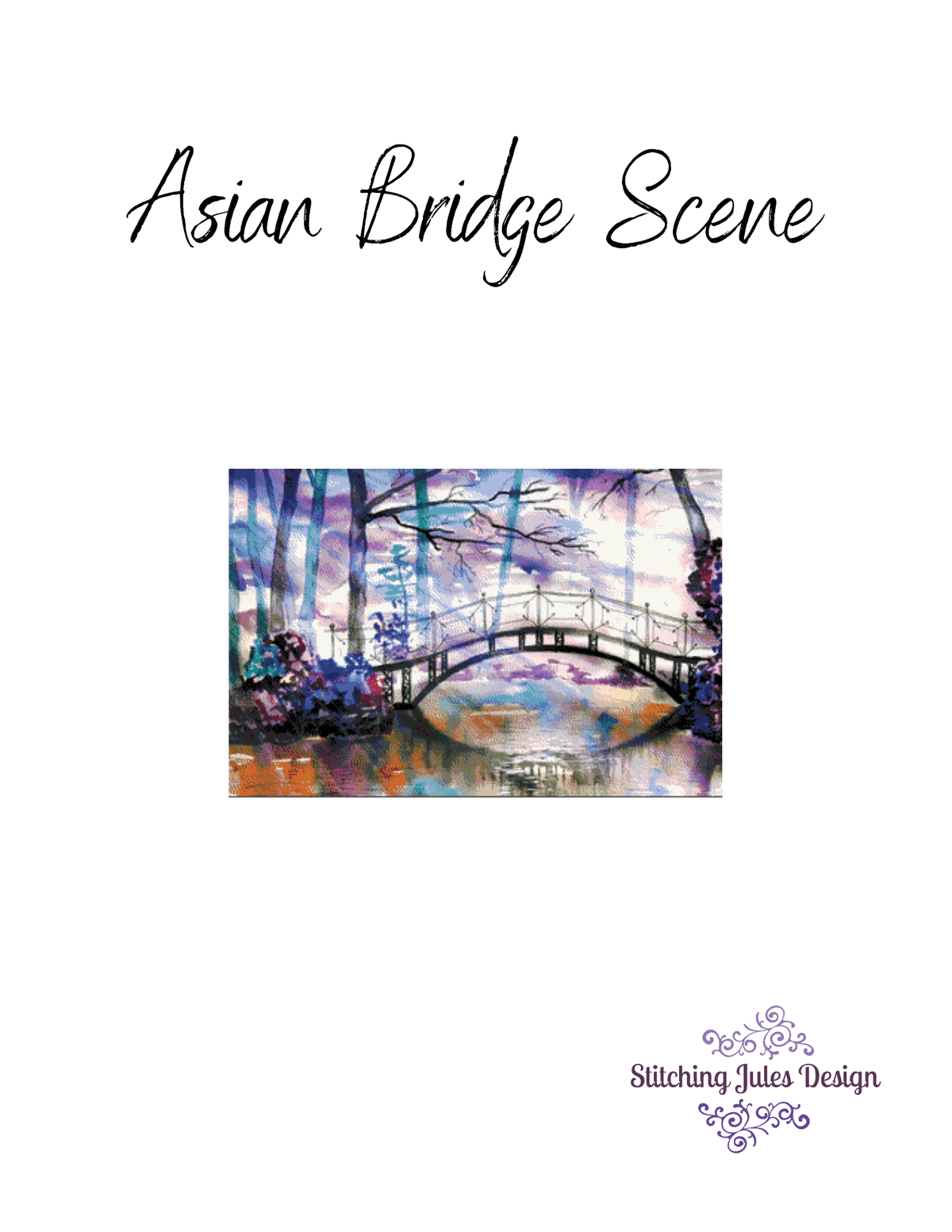 Stitching Jules Design Cross Stitch Pattern Asian Bridge Japanese Scenic Colorful Cross Stitch Needlepoint Embroidery Digital Pattern Ready For Instant Download