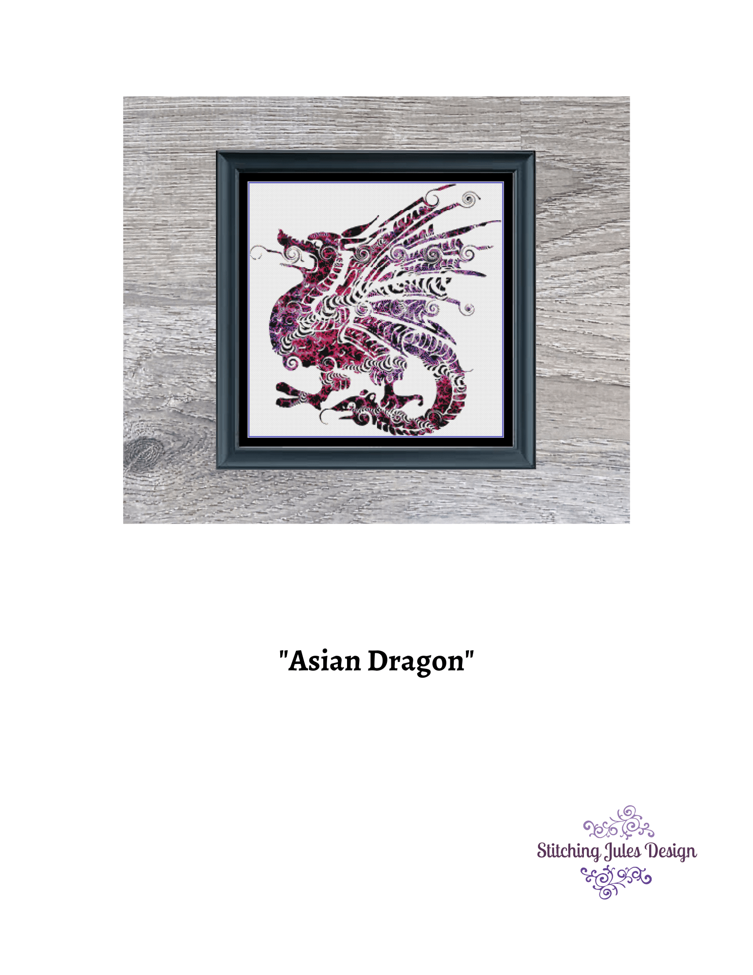 Stitching Jules Design Cross Stitch Pattern Asian Dragon Cross Stitch Pattern | Chinese Dragon Cross Stitch Pattern | Instant PDF Download