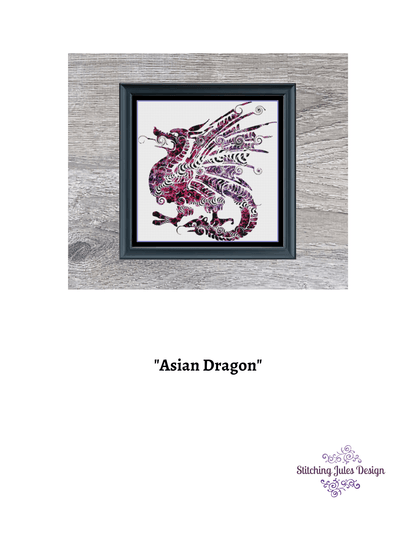 Stitching Jules Design Cross Stitch Pattern Asian Dragon Cross Stitch Pattern | Chinese Dragon Cross Stitch Pattern | Instant PDF Download
