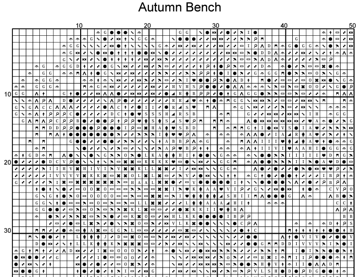 Stitching Jules Design Cross Stitch Pattern Autumn Bench