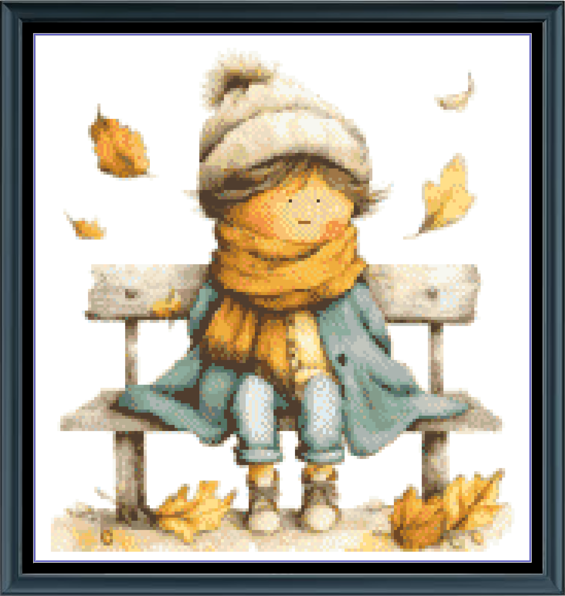 Stitching Jules Design Cross Stitch Pattern Autumn Bench Sitting Mini Counted Cross-Stitch Pattern (Digital Download)