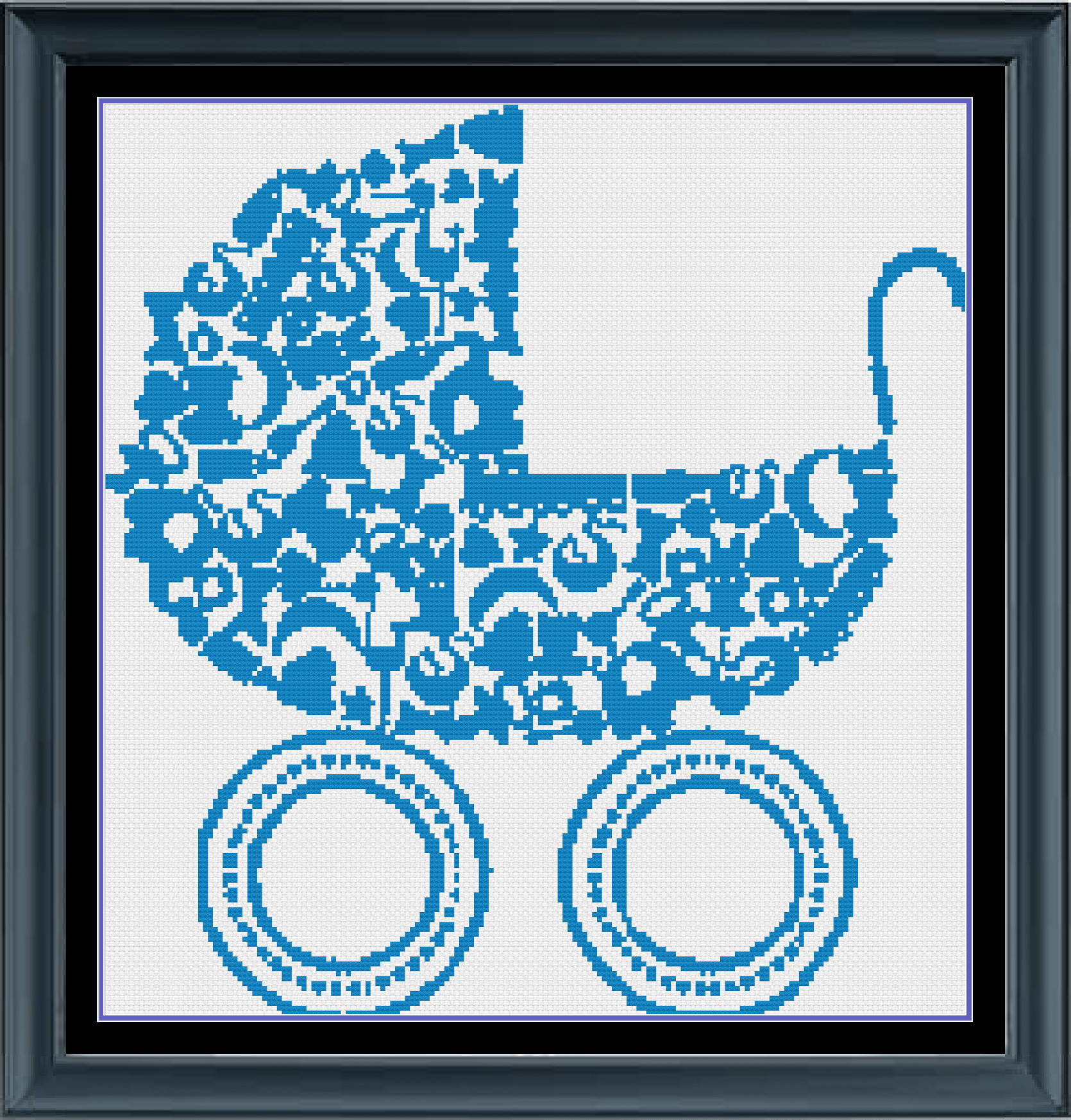 Stitching Jules Design Cross Stitch Pattern Baby Boy Carriage Birth Son Monochrome Cross Stitch Needlepoint Embroidery Pattern - Instant Download - Pattern Keeper Ready