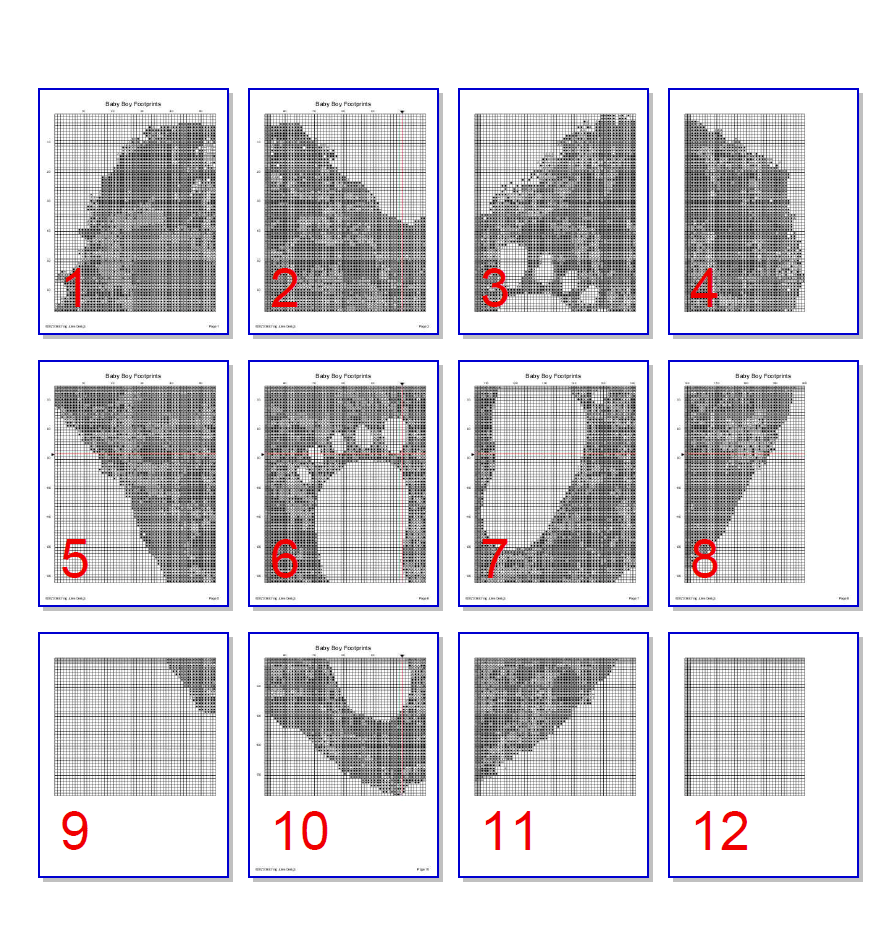 Stitching Jules Design Cross Stitch Pattern Baby Boy Footprints Cross Stitch Pattern | Child Heart Cross Stitch Pattern | Instant PDF Download And Physical Pattern Options