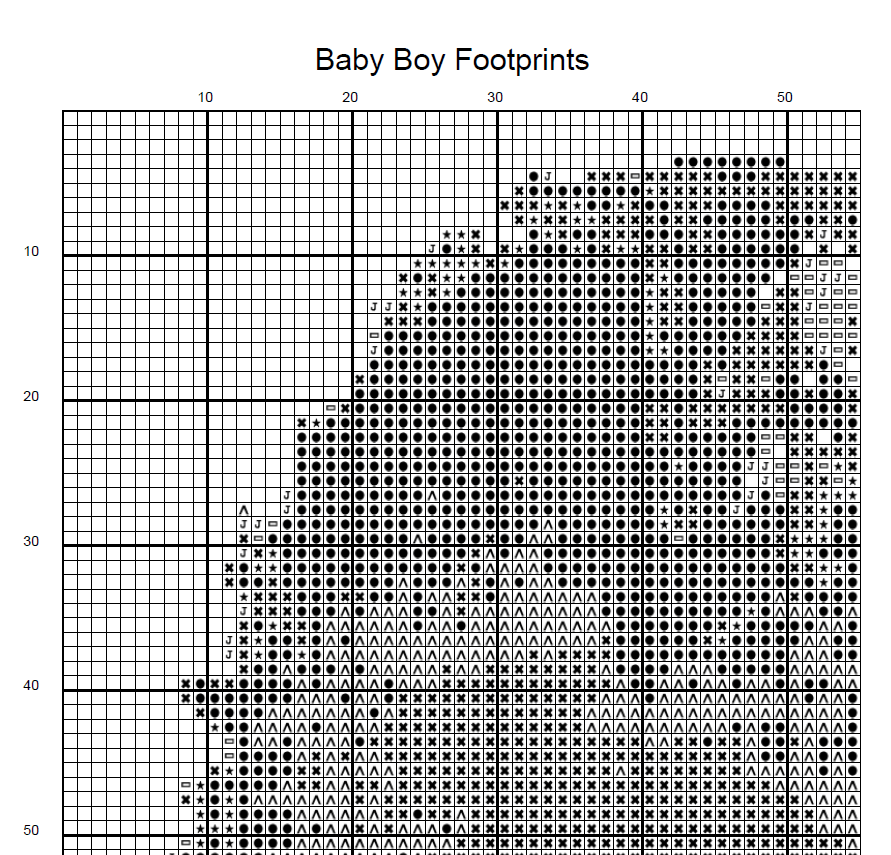 Stitching Jules Design Cross Stitch Pattern Baby Boy Footprints Cross Stitch Pattern | Child Heart Cross Stitch Pattern | Instant PDF Download And Physical Pattern Options
