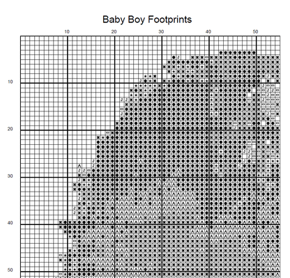 Stitching Jules Design Cross Stitch Pattern Baby Boy Footprints Cross Stitch Pattern | Child Heart Cross Stitch Pattern | Instant PDF Download And Physical Pattern Options