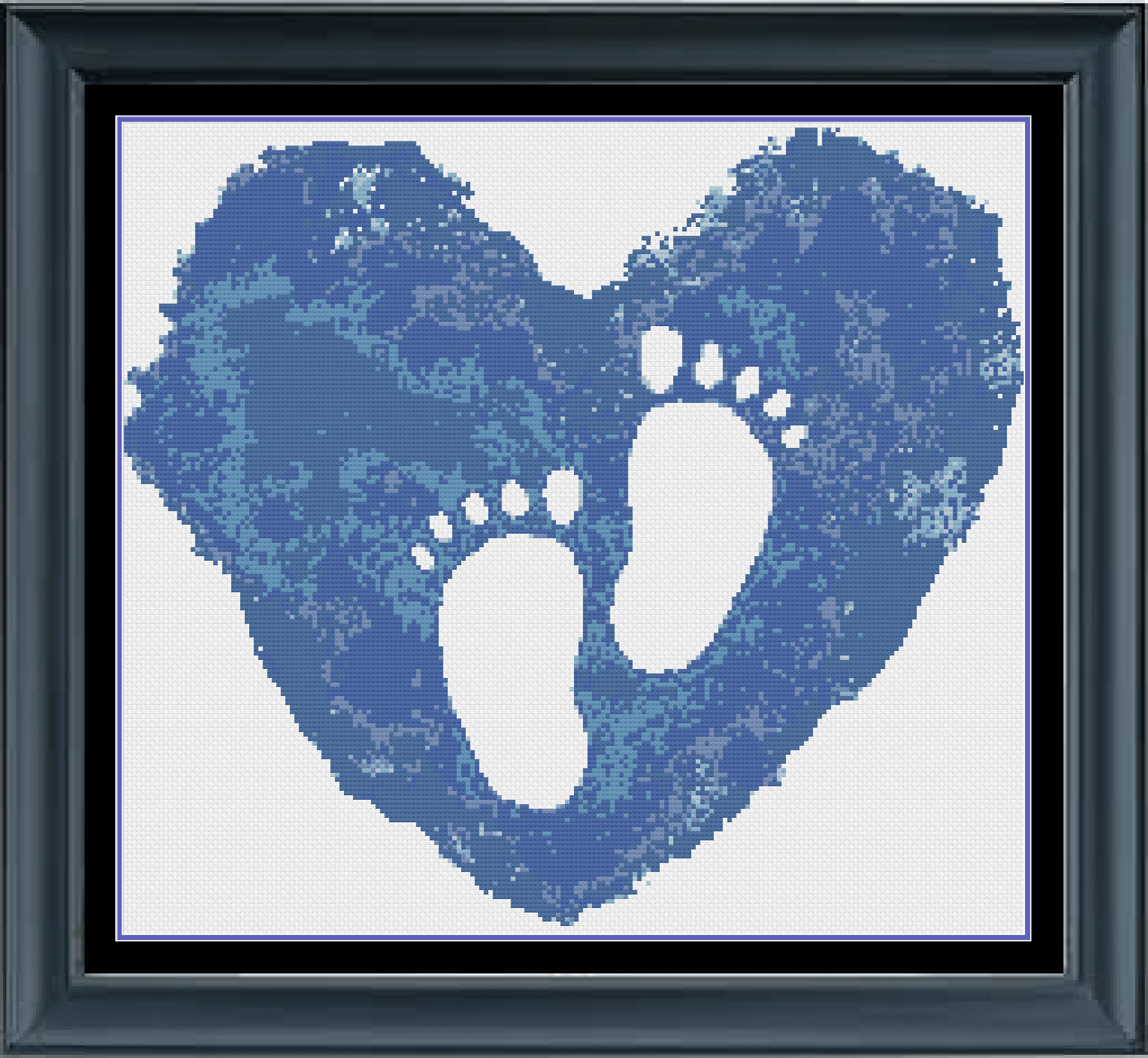 Stitching Jules Design Cross Stitch Pattern Digital PDF Download - $10 Baby Boy Footprints Cross Stitch Pattern | Child Heart Cross Stitch Pattern | Instant PDF Download And Physical Pattern Options