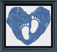 Thumbnail for Stitching Jules Design Cross Stitch Pattern Digital PDF Download - $10 Baby Boy Footprints Cross Stitch Pattern | Child Heart Cross Stitch Pattern | Instant PDF Download And Physical Pattern Options