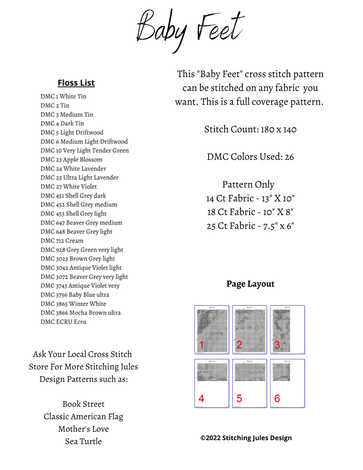 Stitching Jules Design Cross Stitch Pattern Baby Feet Cross Stitch Embroidery Needlepoint Digital Pattern Ready For PDF Instant Download