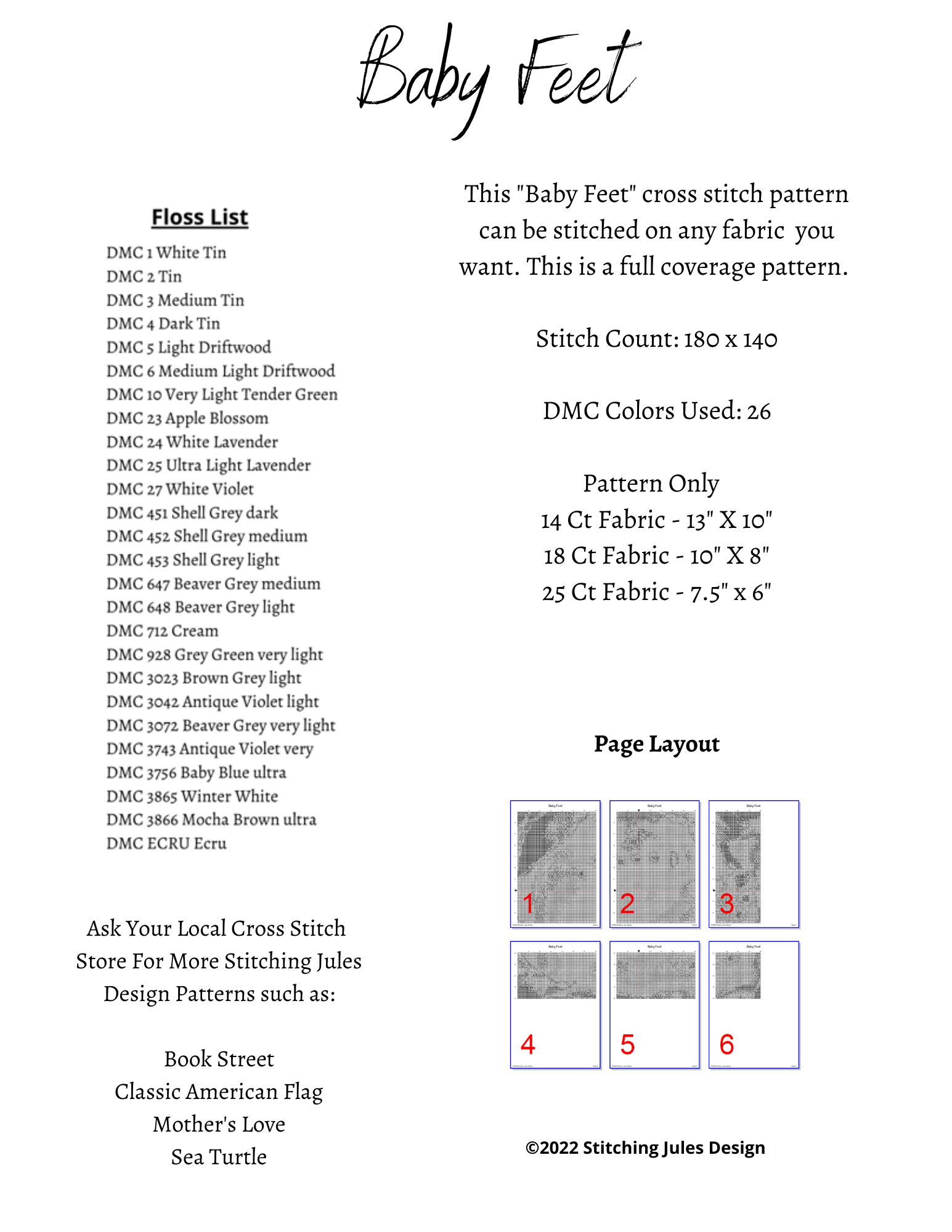 Stitching Jules Design Cross Stitch Pattern Baby Feet Cross Stitch Embroidery Needlepoint Digital Pattern Ready For PDF Instant Download