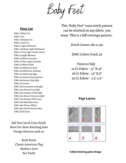 Stitching Jules Design Cross Stitch Pattern Baby Feet Cross Stitch Embroidery Needlepoint Digital Pattern Ready For PDF Instant Download