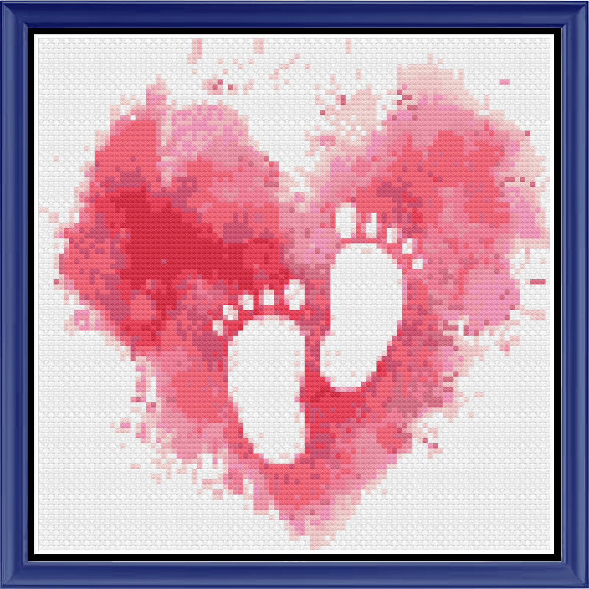 Stitching Jules Design Cross Stitch Pattern Baby Feet Girl Infant Birth Heart Cross Stitch Embroidery Needlepoint Pattern PDF Download