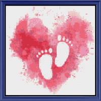 Thumbnail for Stitching Jules Design Cross Stitch Pattern Baby Feet Girl Infant Birth Heart Cross Stitch Embroidery Needlepoint Pattern PDF Download