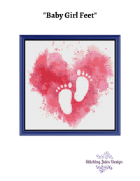 Thumbnail for Stitching Jules Design Cross Stitch Pattern Baby Feet Girl Infant Birth Heart Cross Stitch Embroidery Needlepoint Pattern PDF Download