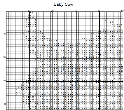 Stitching Jules Design Cross Stitch Pattern Baby Highland Cow Animal Cute Small Counted Cross-Stitch Pattern (Digital Download)