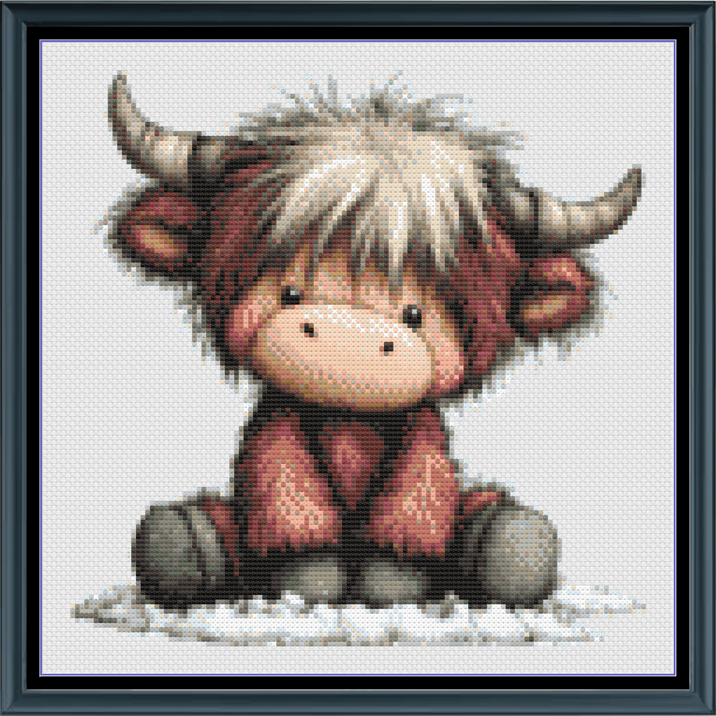 Stitching Jules Design Cross Stitch Pattern Baby Highland Cow Animal Cute Small Counted Cross-Stitch Pattern (Digital Download)