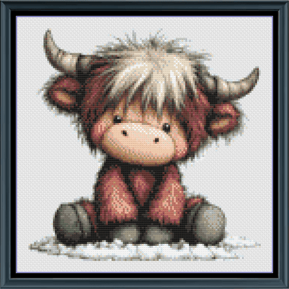 Stitching Jules Design Cross Stitch Pattern Baby Highland Cow Animal Cute Small Counted Cross-Stitch Pattern (Digital Download)