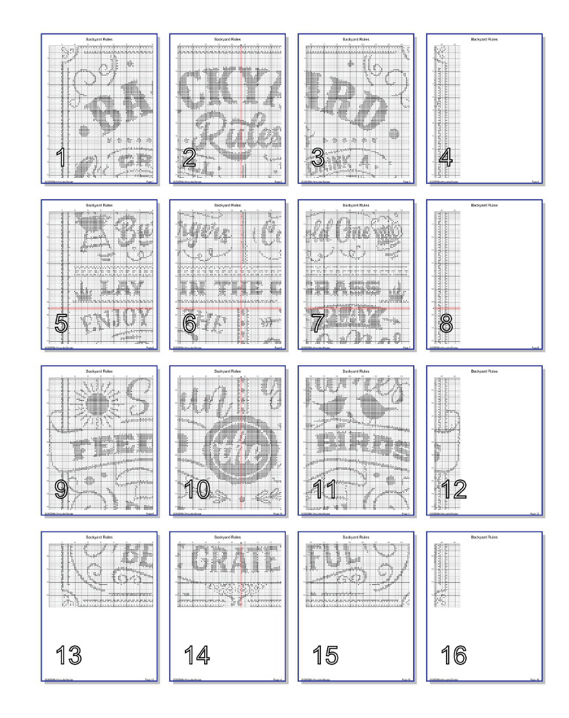 Stitching Jules Design Cross Stitch Pattern Backyard Rules Sign Funny Home BBQ Family Monochrome Counted Cross Stitch Pattern Digital Download