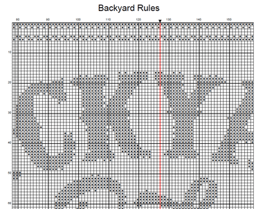Stitching Jules Design Cross Stitch Pattern Backyard Rules Sign Funny Home BBQ Family Monochrome Counted Cross Stitch Pattern Digital Download