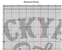 Thumbnail for Stitching Jules Design Cross Stitch Pattern Backyard Rules Sign Funny Home BBQ Family Monochrome Counted Cross Stitch Pattern Digital Download
