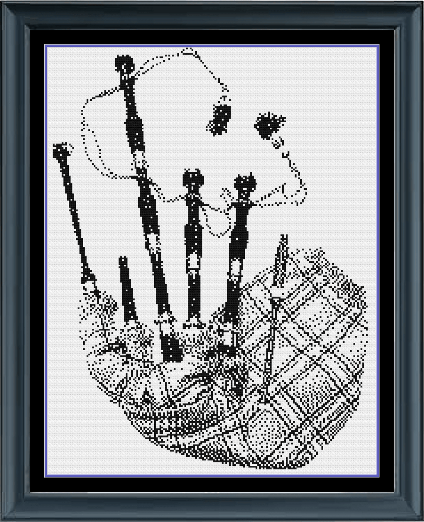 Stitching Jules Design Cross Stitch Pattern Bagpipes Scottish Counted Cross-Stitch Pattern | Monochrome Blackwork | Instant Download PDF