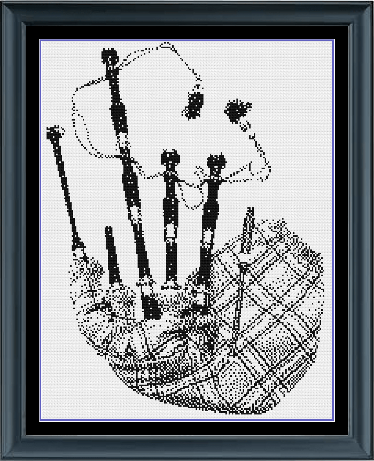 Stitching Jules Design Cross Stitch Pattern Bagpipes Scottish Counted Cross-Stitch Pattern | Monochrome Blackwork | Instant Download PDF