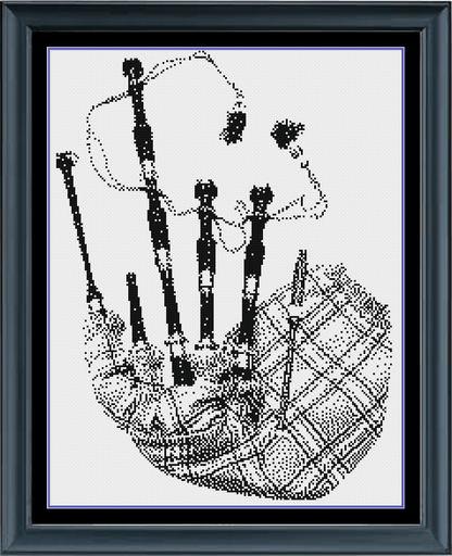 Stitching Jules Design Cross Stitch Pattern Bagpipes Scottish Counted Cross-Stitch Pattern | Monochrome Blackwork | Instant Download PDF